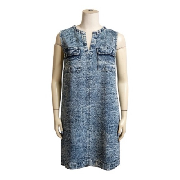 Who What Wear Boxy Sleeveless A-Line Blue Denim Dress Women's Size Small - Picture 2 of 9